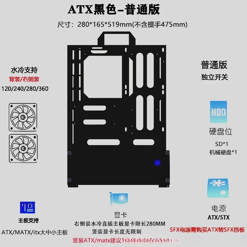 Casing PC Rak Vertikal Open Ch - Pc Gaming Case ulasan dan harga